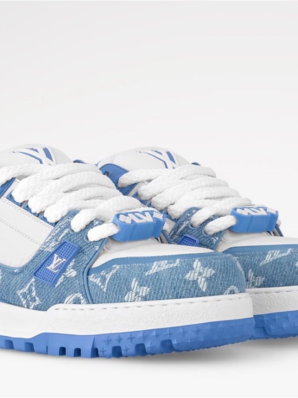 NEW Louis Vuitton Blue Monogram Denim Low-Top Sneakers BLUE